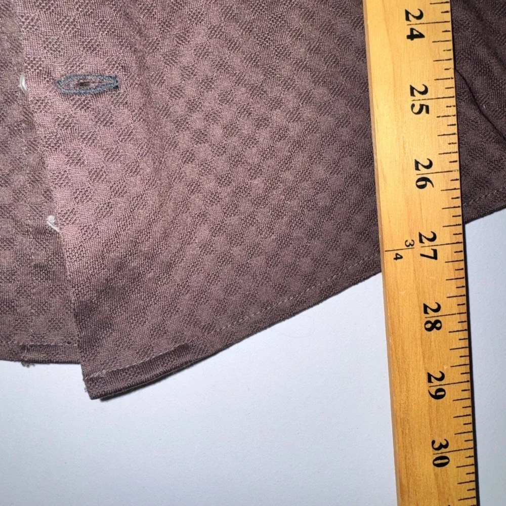 Banana Republic Textured Button Down Shirt Brown Small Geometric Long Sleeve